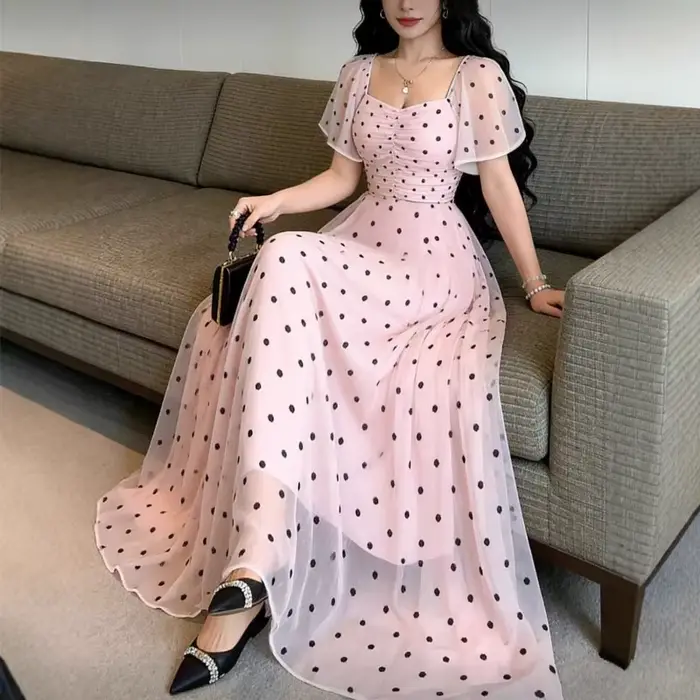 Nouvelle Robe à Pois 2026 pour Femme