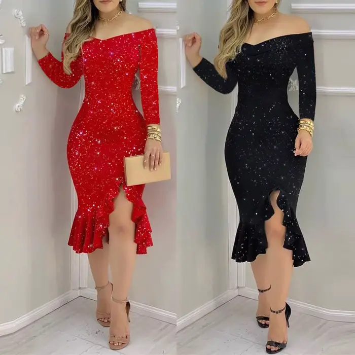 Robe de soirée à paillettes pour femmes