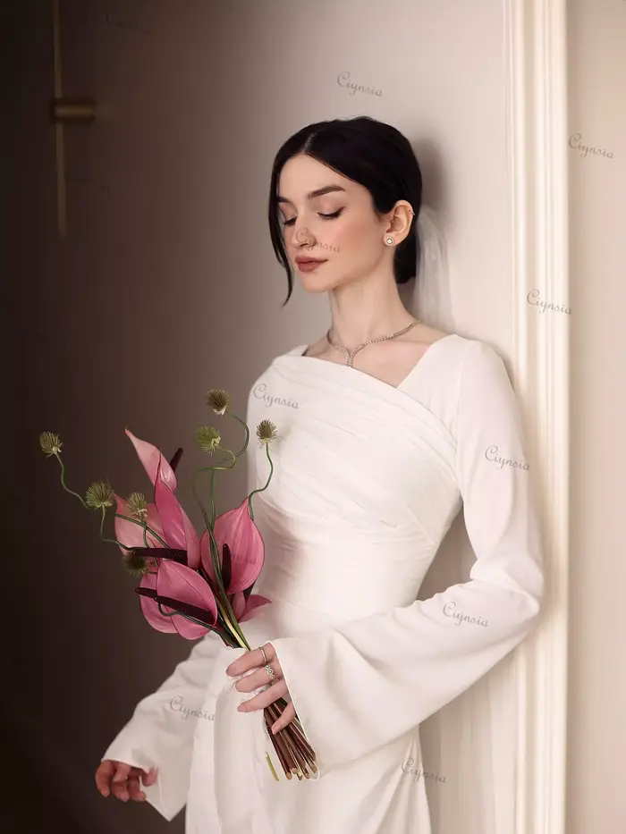 Robe de mariée personnalisée élégante en blanc ivoire