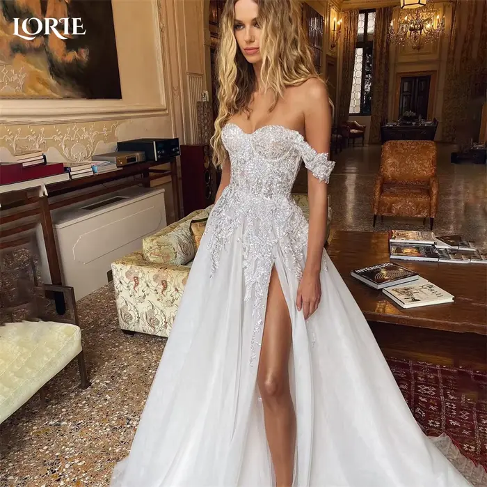 LORIE – robe de mariée élégante en dentelle à paillettes