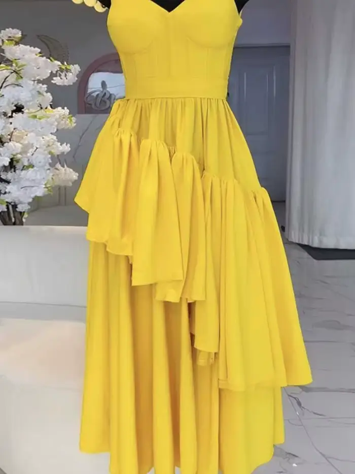 Robe longue jaune clair pour femmes