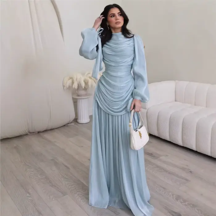 Robes 2026 pour Femme – Élégante Robe à Col Rond et Manches Longues
