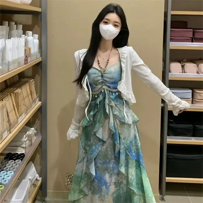 Robe imprimée à bretelles pour vacances