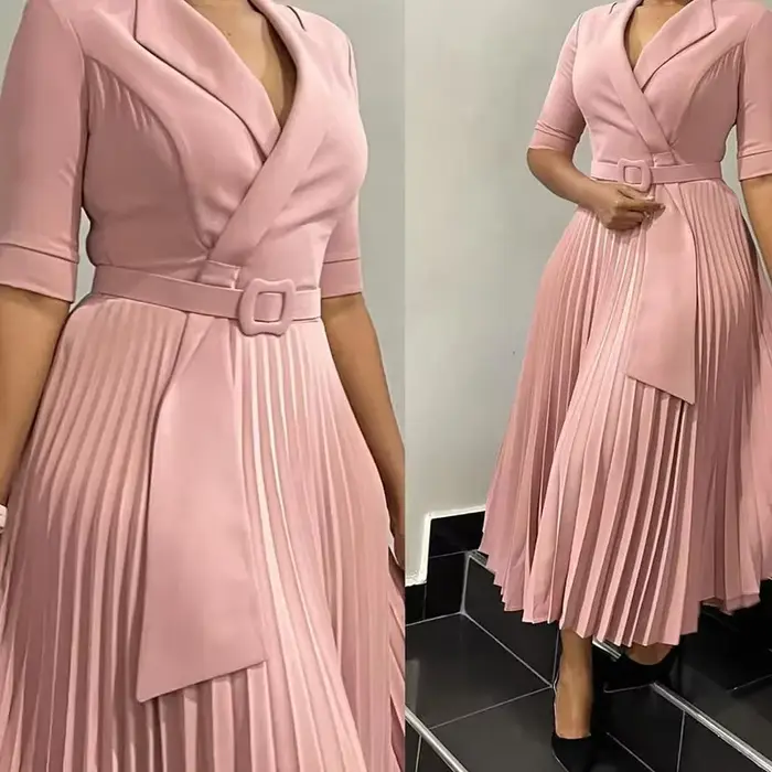 Robe plissée femmes robes Sexy blanc col rond mince gaine travail taille haute hanche enveloppement élégant moulante
