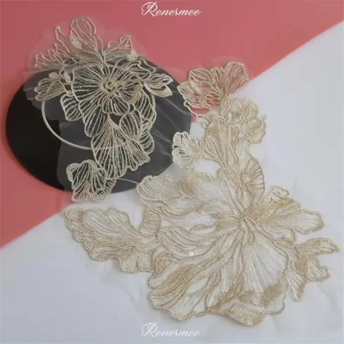 Garniture en dentelle à paillettes transparentes pour la décoration de robe de mariée