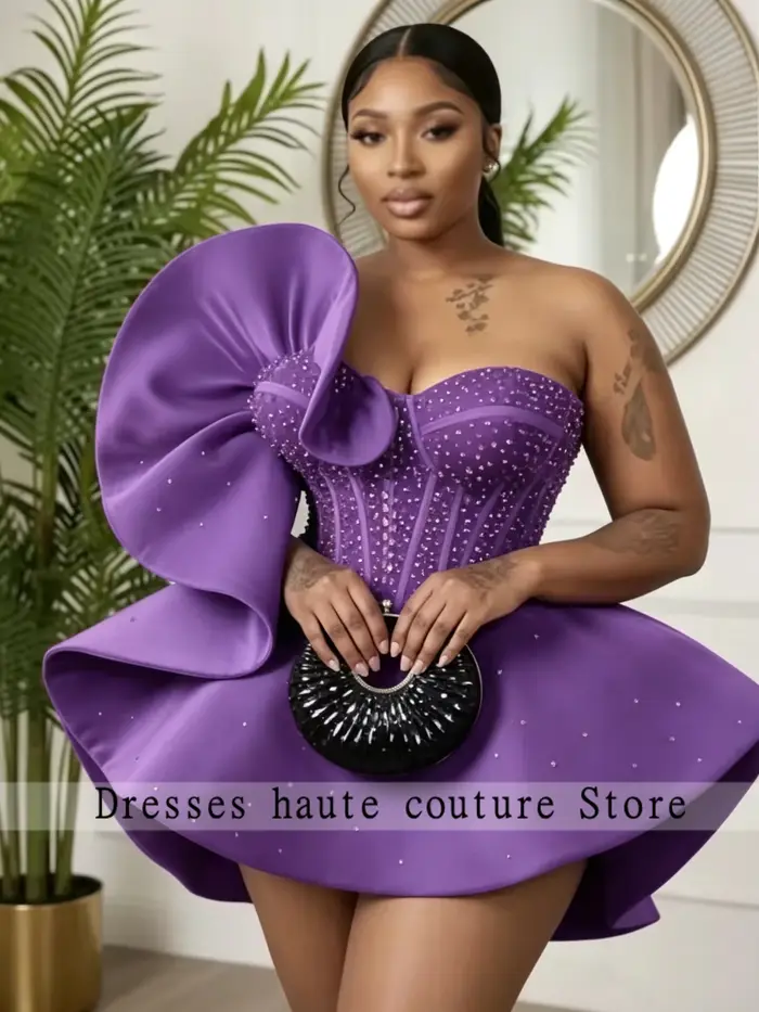 Robe de cocktail courte Aso Ebi