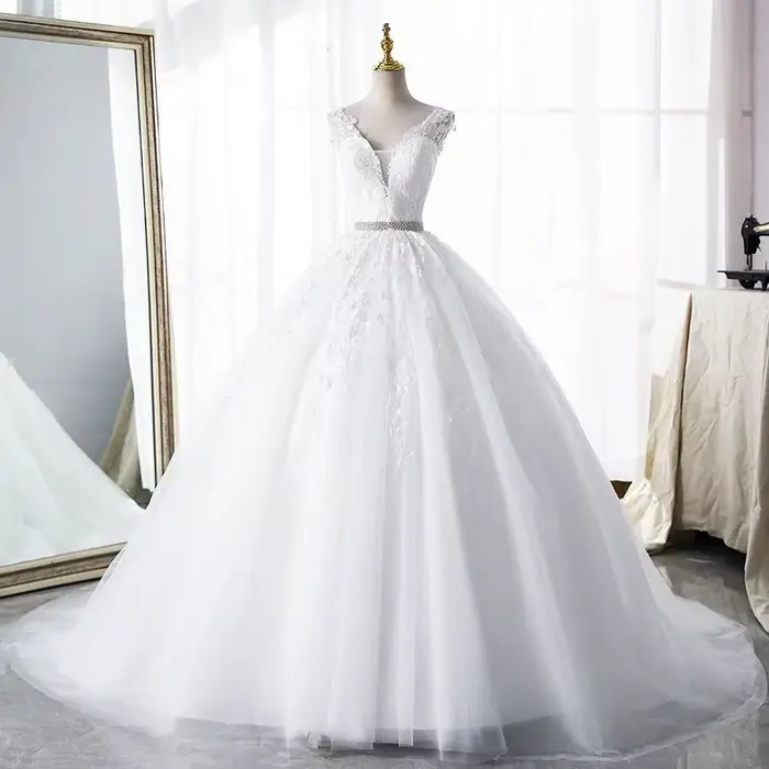 Robe de mariée en dentelle, tenue de Rhclassique, col en v, sexy, dos nu, 14 couleurs, grande taille