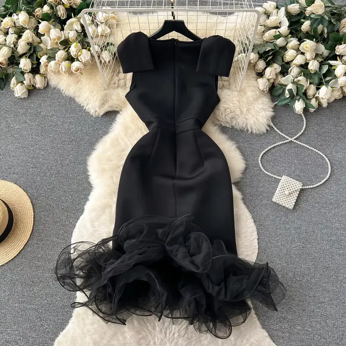 Robe de soirée en maille patchwork pour femmes