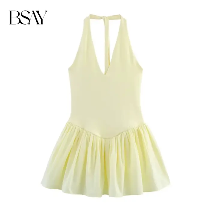 Robe sans manches en polyester BSAY col en V pour femmes style bureau chic vêtements de soirée occasions spéciales