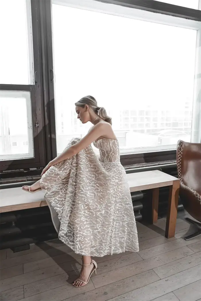 Robe de Mariée Tokyo Personnalisée Beige Chérie Décolleté Sirène/Trompette Occasions Spéciales Élégante à Offrir Femme