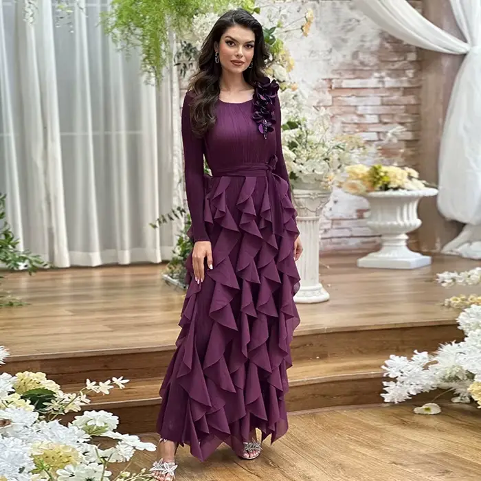 Robe plissée PY 2025 avec volants en cascade pour femmes senior élégante décontractée printemps été occassions spéciales