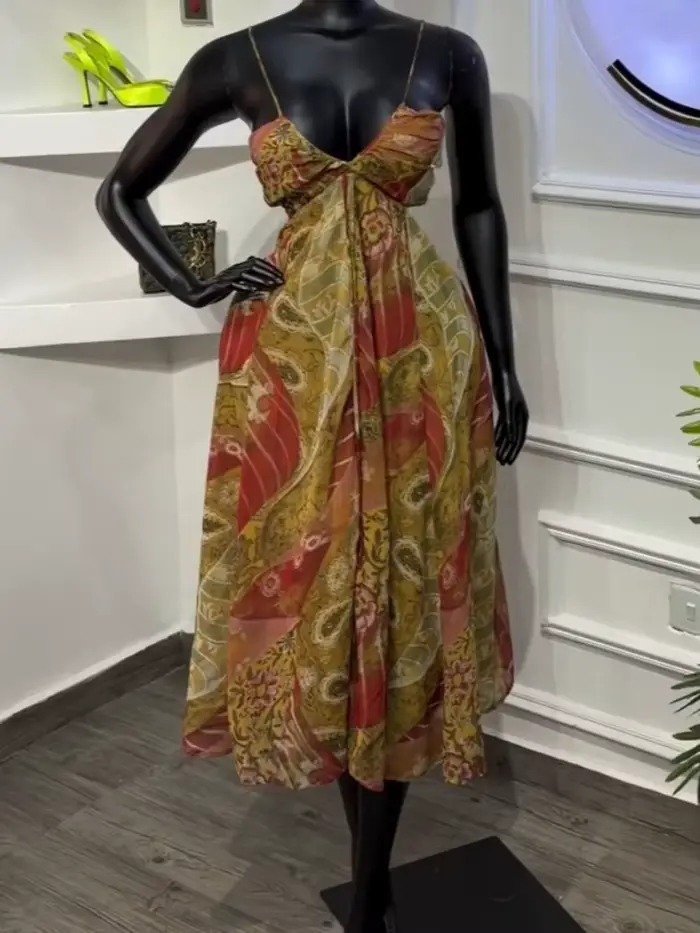 Robe midi vintage imprimée Joskaa pour femme
