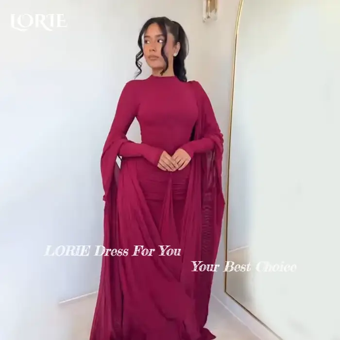 Robe de soirée sirène LORIE en polyester avec détails plissés et froncés, sur mesure pour femmes, idéale pour soirées officielles, proms et cérémonies spéciales