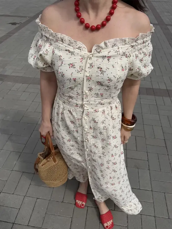 Élégante Robe Longue Décontractée Blanche en Coton 100% pour Femme
