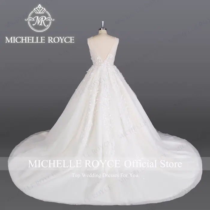 Michelle Royce col en v profond robes De mariée pour les femmes Appliques dos nu dentelle Sexy robe