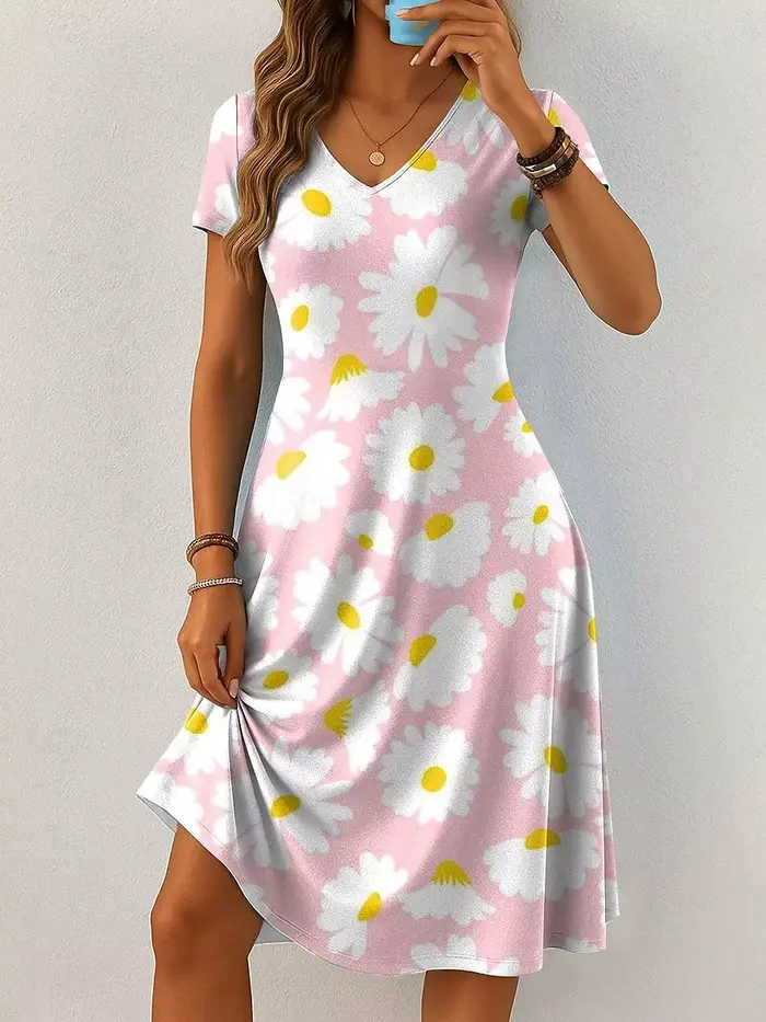 Robes courtes imprimées florales 3D pour femmes