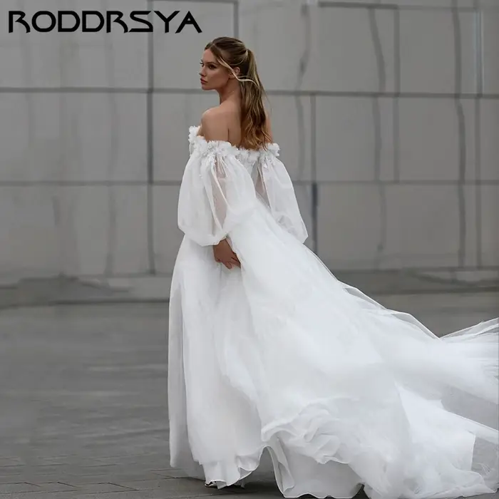 Robe Mariée A-Line Mousseline Légère RODDRSYA Personnalisable