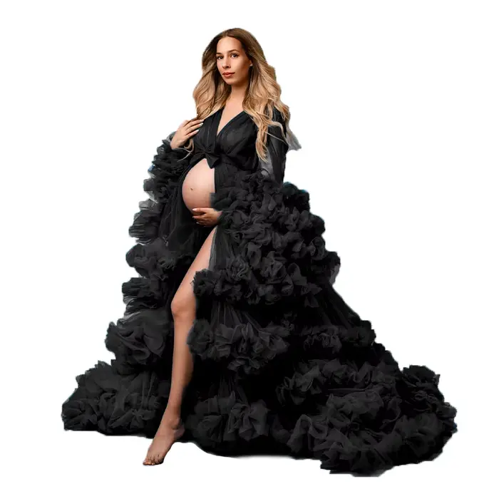 Robe Bouffante en Tulle à Manches sulfpour Femme, Tenue de Nuit, pour Séance Photo, pour Travesti, M