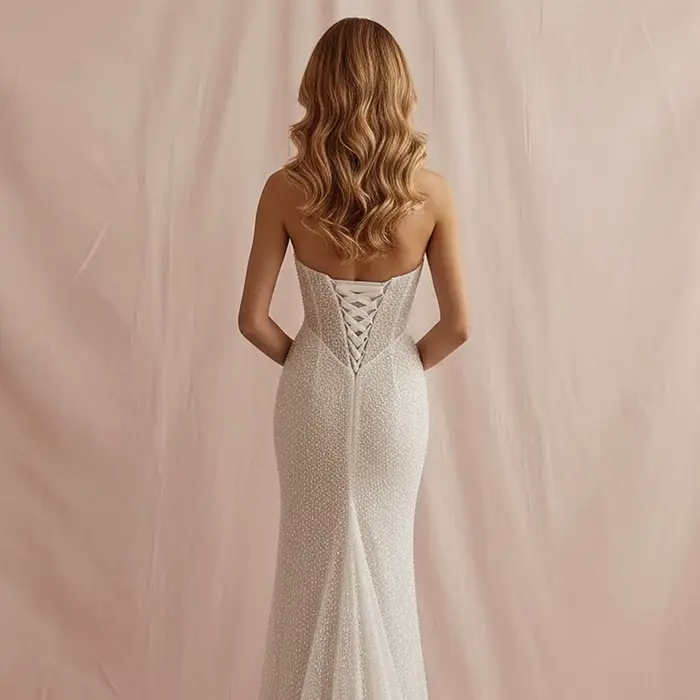 Robe de mariée sirène de luxe en perles scintillantes