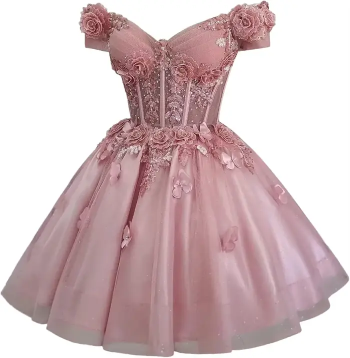Robe de soirée en Tulle brillant, robe de Cocktail pour invités de mariage, épaules dénudées, robe d