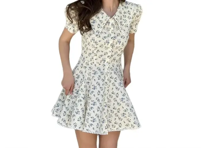 Robe florale bywindto polyester mini avec manches courtes pour femmes style bureau doux élégant printemps été 2026