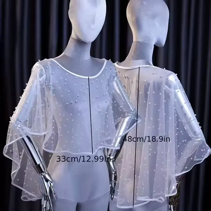 Châle de mariage en tulle orné de perles