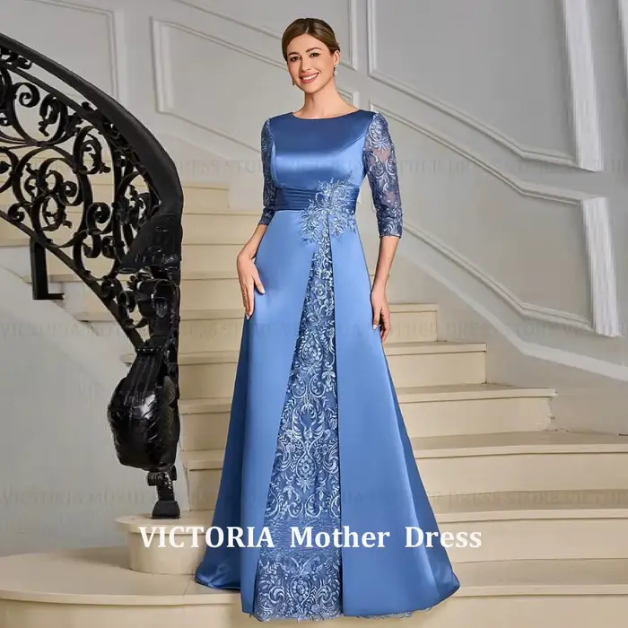 Robe de Soirée Longue VICTORIA Personnalisée en Satin de Luxe pour Mère de la Mariée 2026
