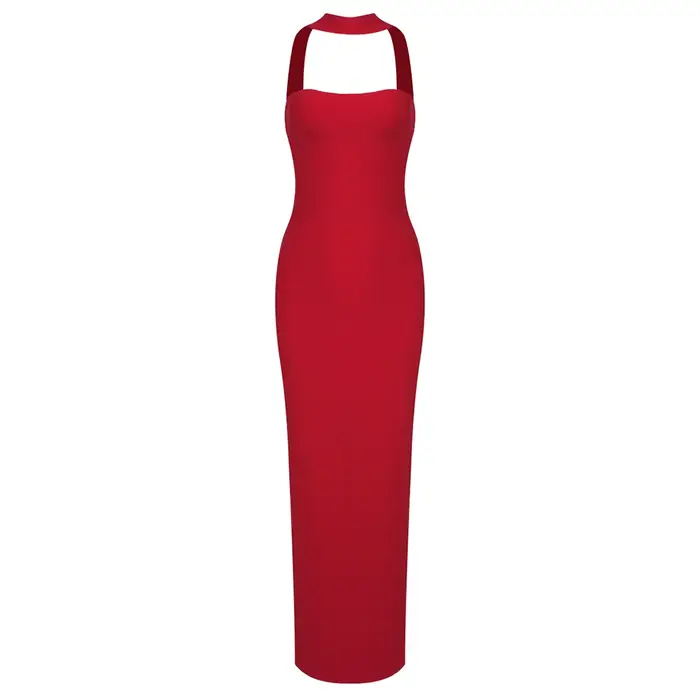 VC-Robe de Soirée Dos auxÉlégante, Tenue de Bal à Col Licou avec Fente au Dos, Slim Fit, Maxi Bandag