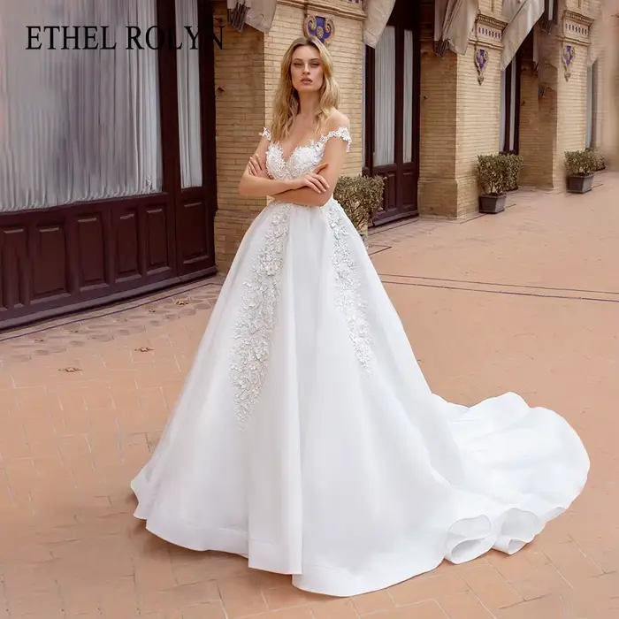 ETHEL ROCirCN-Robe de mariée sexy pour femme, robes de Rh, appliques chérie, perles et fleurs, nicke