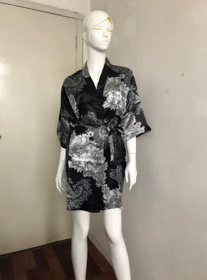 InjSatin-Robe de Demoiselle d'Honneur à Fleurs pour Femme, Kimono Court, Peignoir de Nuit, en IQUE d