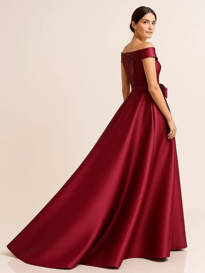 Robes mère de la mariée personnalisées à épaules dénudées pour femmes, longue robe d'invité de mariage formelle à paillettes en Satin avec nœud de Train