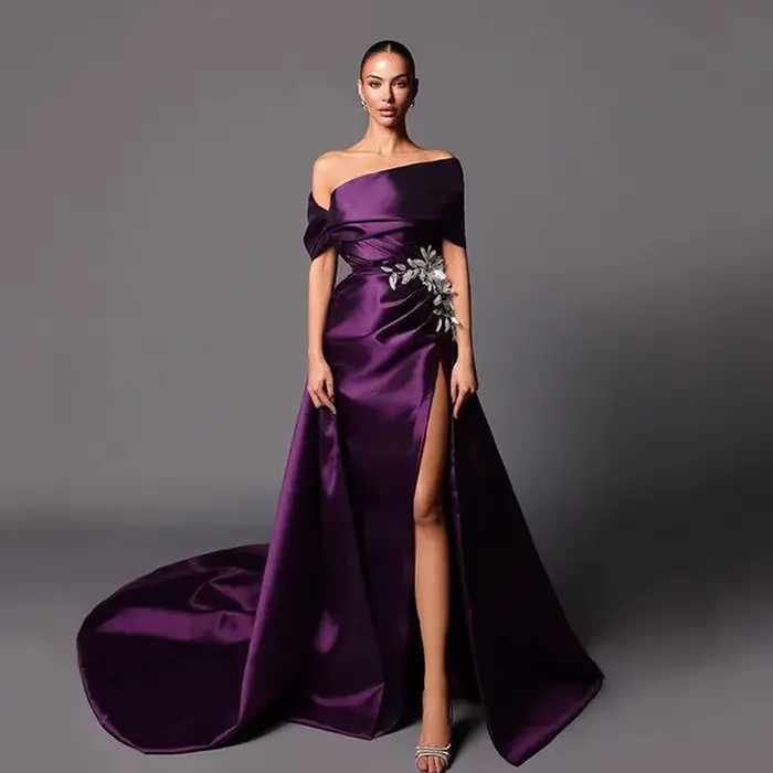 Robe de soirée trapèze froncée personnalisée, robes longues à épaules dénudées, appliques rétro, hau