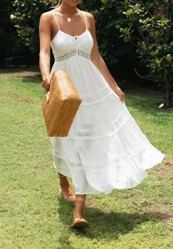 Robe longue en Crochet à fleurs pour femmes