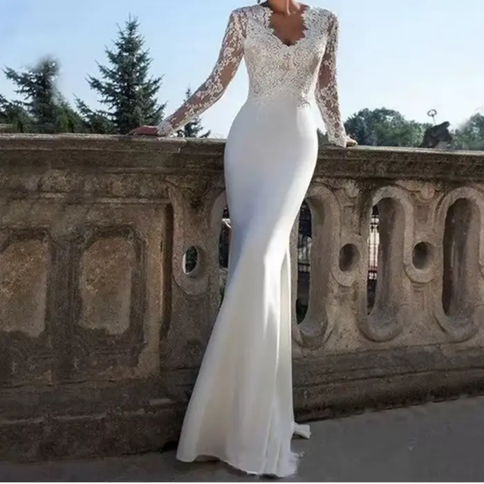 Robes De mariée en dentelle à manches longues