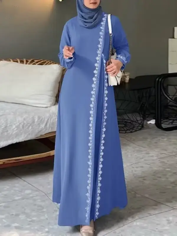 Robe en dentelle à manches longues pour femmes, Ramadan, islamique, arabe, musulman, bohème, mode de