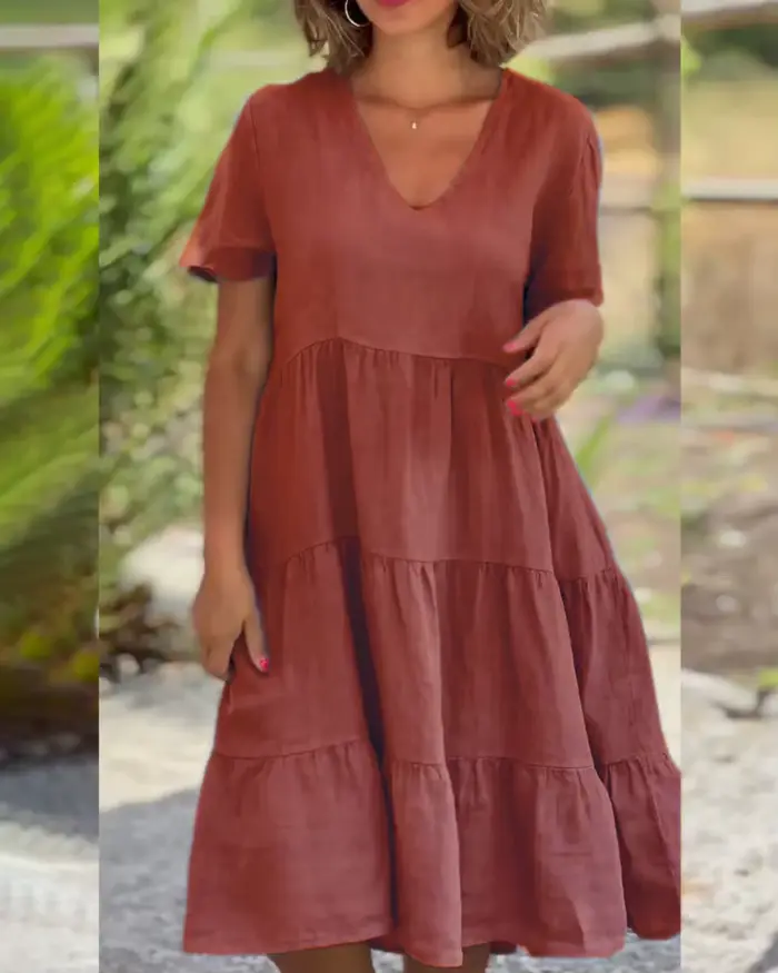 Robes décontractées en coton et lin pour femmes