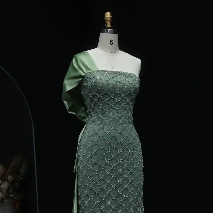 Robe de soirée fourreau verte Sharon Said