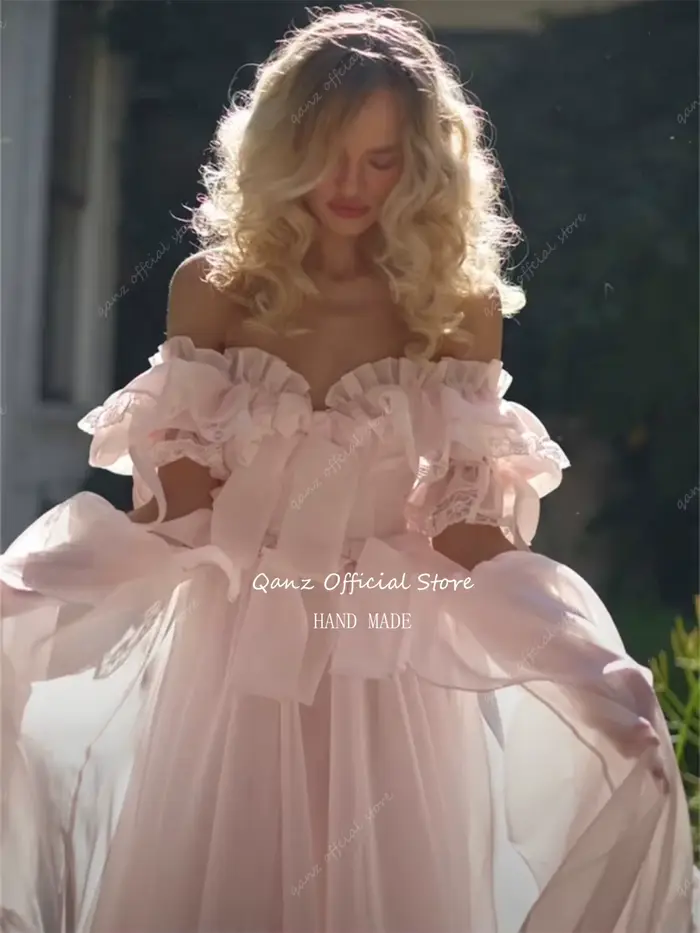 Robe de Soirée Personnalisée en Organza Rose pour Femmes, Coupe Trapèze, Col Bateau, Plissé, Occasions Spéciales
