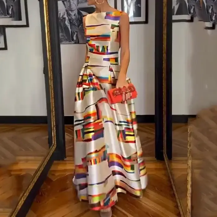 Robe BWQ pour femmes, imprimé, dos nu, chic, sans manches, décontractée, robes d'été 2026, nouvelle