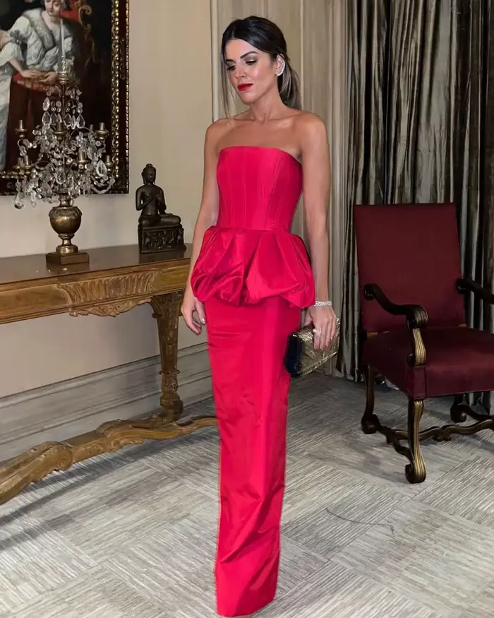 Robe de soirée droite en Satin rouge