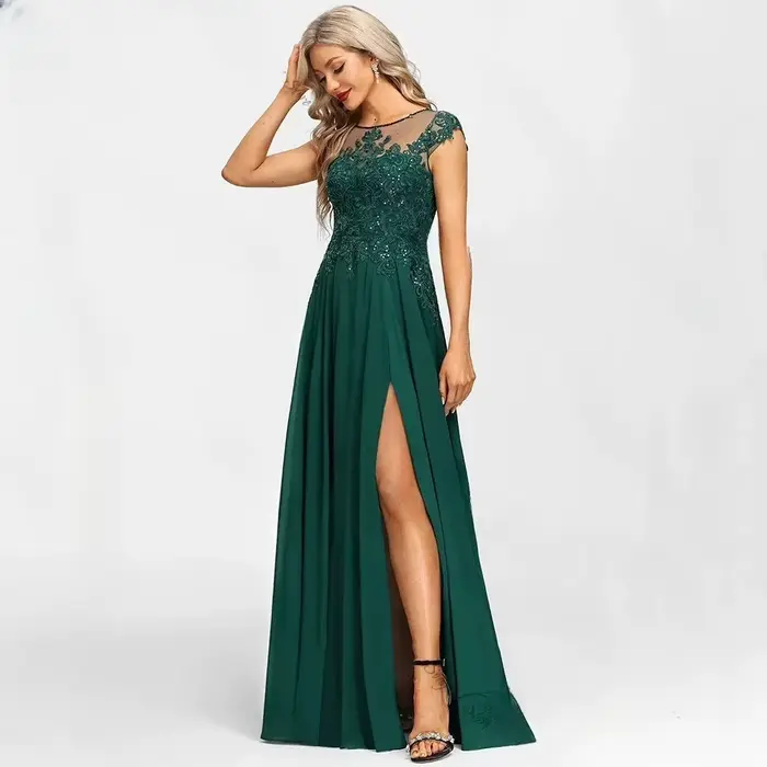Robe de soirée élégante personnalisée pour mère de la mariée mariage bal de promo cocktail soirée mousseline dentelle paillettes 2026