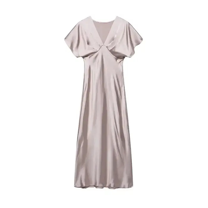 Robe longue en Satin plissée pour femmes
