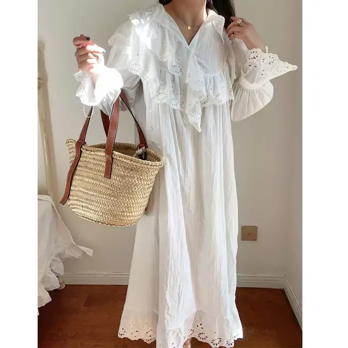 Robe à volants évasée à manches longues pour femmes