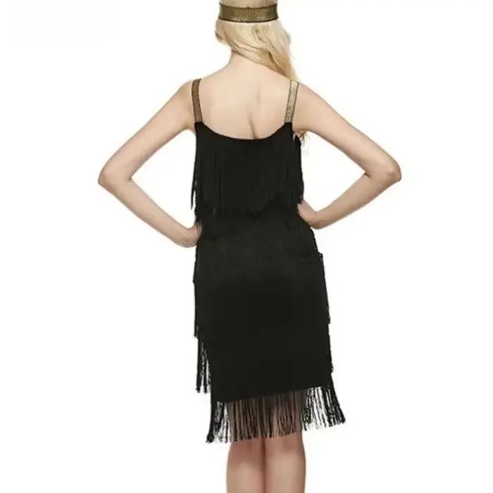 Robe d'été sexy à franges pour femmes, décontractée, plage, soirée, sans manches, col rond, polyester, noir, blanc, argent, occassions spéciales