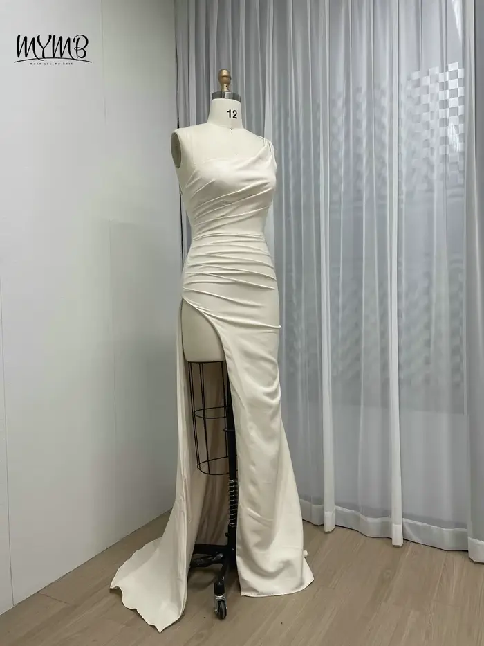 Robe Sirène Sexy en Satin avec Fente Haute