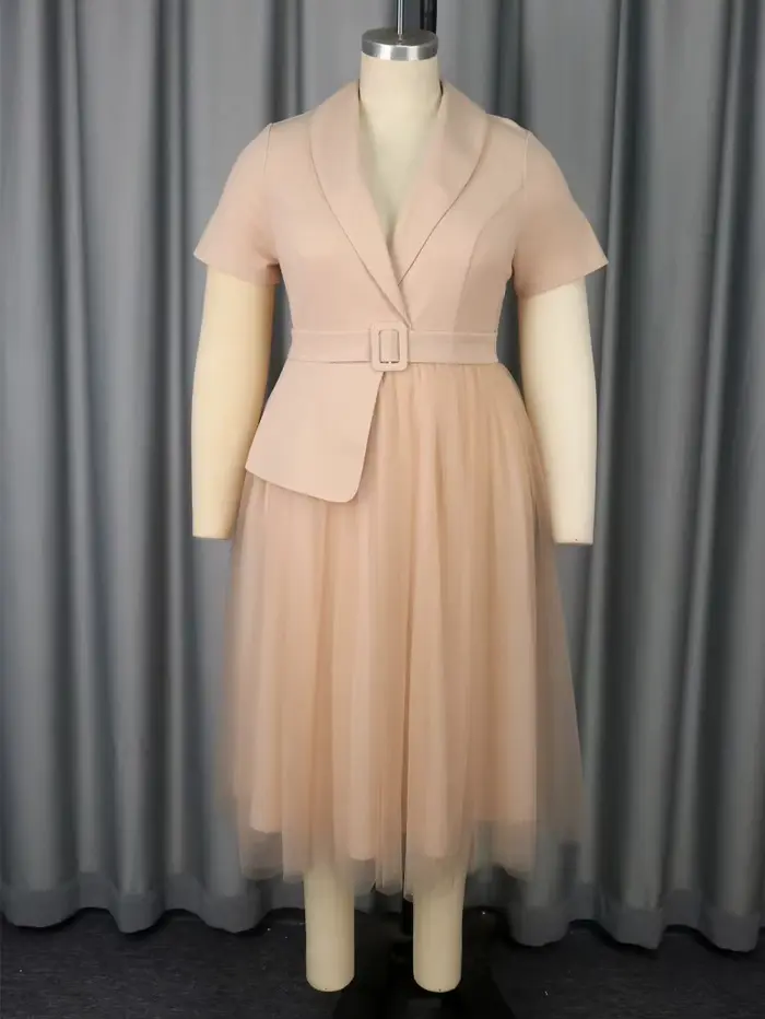 Robe élégante kaki grande taille avec jupe en tulle superposée pour femmes occasions formelles et événements spéciaux