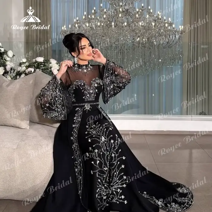 Robes de soirée de luxe à col montant et coupe trapèze 2026 pour femmes, tenues de soirée formelles et de cérémonie de mariage personnalisées