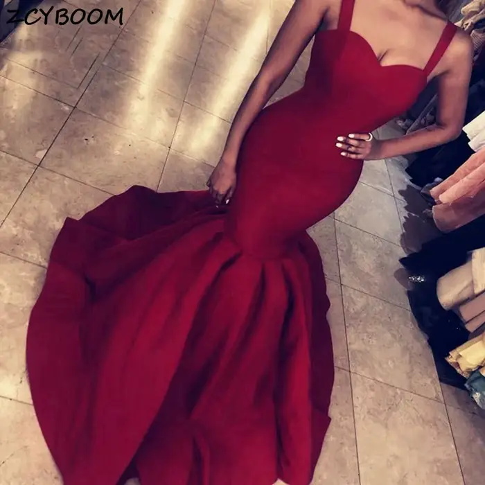 Robes de soirée sirène rouge vin vert 2026 Femmes