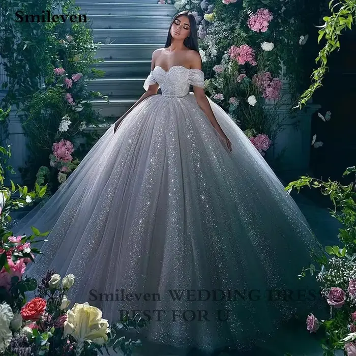 Smileven – Robe De mariée princesse à épaules dénudées