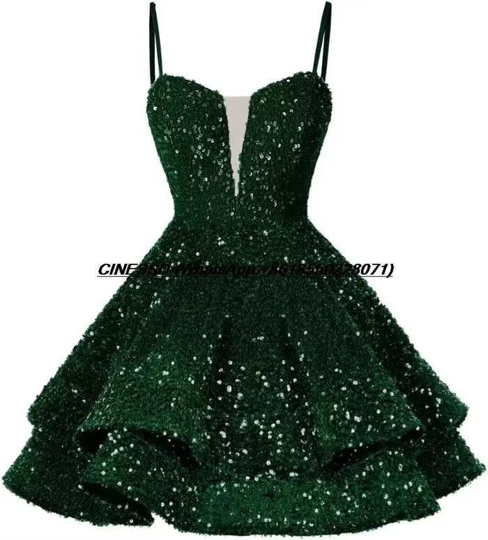 Robe de soirée courte à paillettes sexy pour adolescents